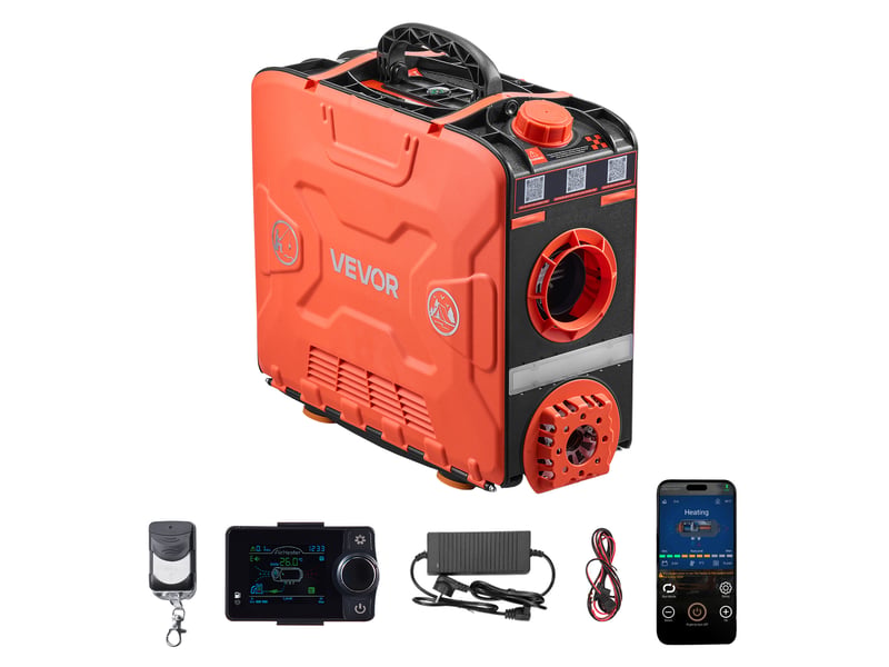  Vevor chauffage diesel 8 kw portable dc 12 v24 v et secteur, réchauffeur de stationnement tout-en-un avec bluetooth, télécommande et écran lcd, réservoir 4,5 l, design valise S590136 S1 - Conforama A