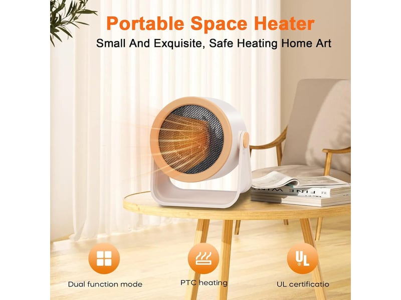  Chauffage d'appoint, chauffage portatif pour bureau, terrasse, garage et maison avec protection contre la surchauffe et le basculement, beige LH00003952JY - Conforama D