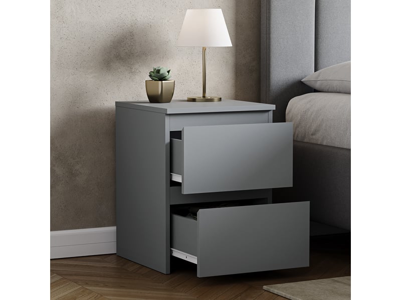  Table de chevet Denver, commode de nuit, chambre, rangement, grand, 2 tiroirs, Gris 3331836 - Conforama R