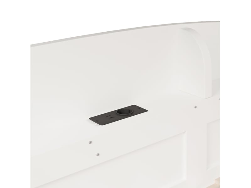  Lit superposé 2 couchages 90x200 cm, prise usb, rangements intégrés, bois et mdf, blanc sans matelas  - Conforama E