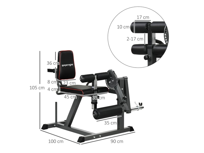 Appareil de musculation jambes à disques 100x90x105 cm – gris – extension, flexion et pont fessier - Conforama B