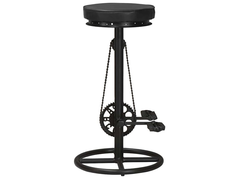  Lot de 2 tabouret de bar, chaise de bar noir cuir véritable de chèvre  - Conforama D