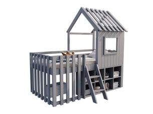 Lit cabane 90x200 cm    coloris gris