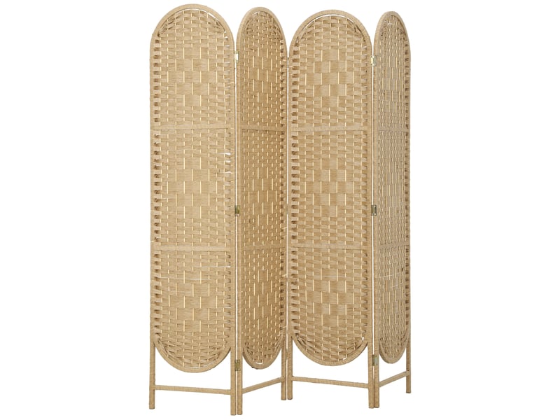  Paravent intérieur 4 panneaux pliables bois style bohème tissé  - Conforama A