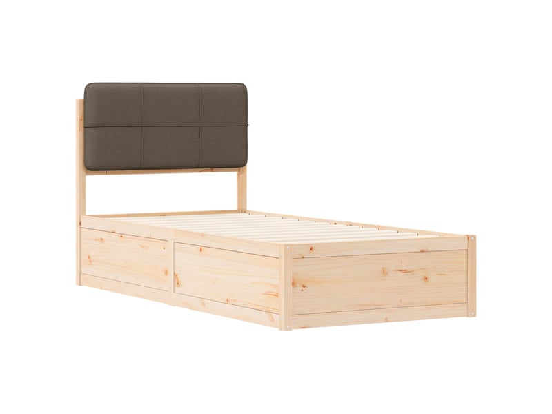  Lit simple- lit adulte -  cadre de lit avec tête de lit rembourrée taupe 90 x 190 cm  - Conforama C