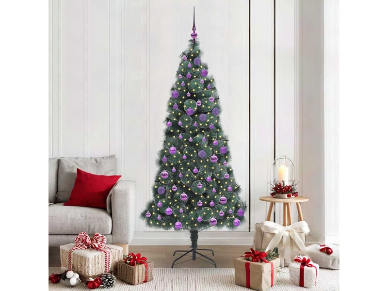 Sapin de noël, arbre de noël artificiel pré-éclairé avec ensemble de boules shl5601 - Conforama B