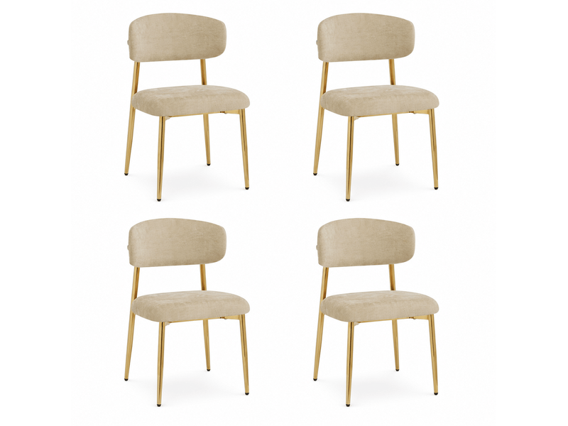  Lot de 4 chaises de salle à manger 51x50x81 cm rembourrées marron et doré  - Conforama A