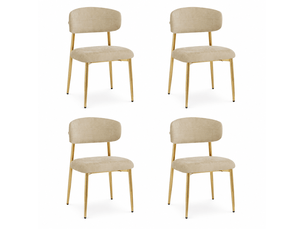 Lot de 4 chaises de salle à manger 51x50x81 cm rembourrées marron et doré
