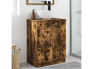 Meuble salle de bain avec évier, meuble de rangement chêne fumé 54x35x83 cm shl1884