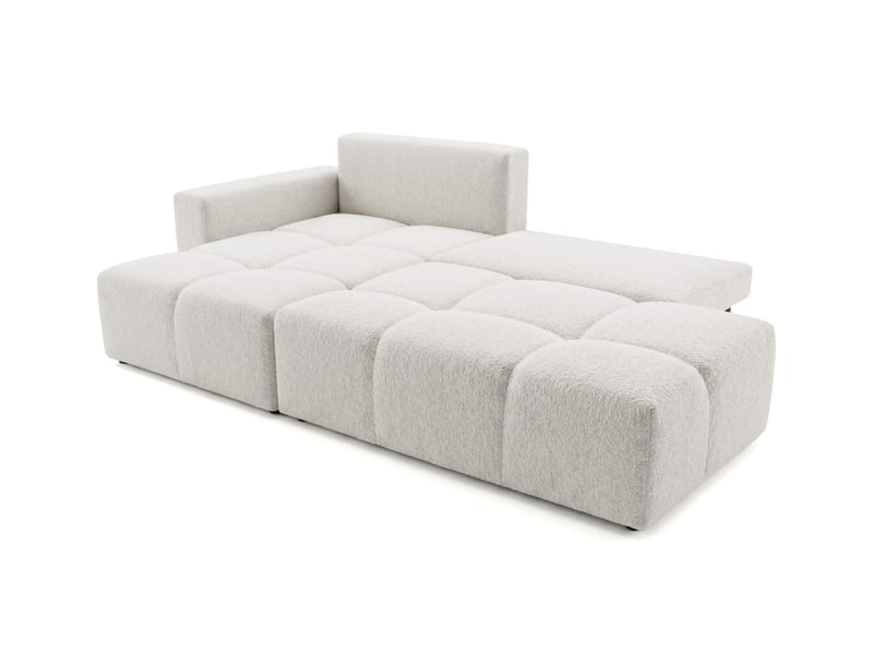  Celine - canapé d'angle fixe convertible 4 places en bouclette  - Conforama C