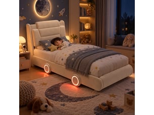 Lit simple 90x200 cm Seren Glow coloris beige