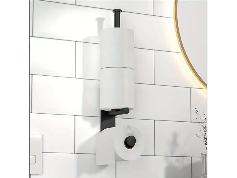  Porte papier toilette, porte-papier toilette mural noir moderne, acier inoxydable sus304  - Conforama C