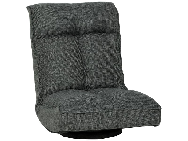  Fauteuil de sol pliable pivotant à 360°, chaise rembourré avec dossier réglable, 58x107x79cm, gris  - Conforama B