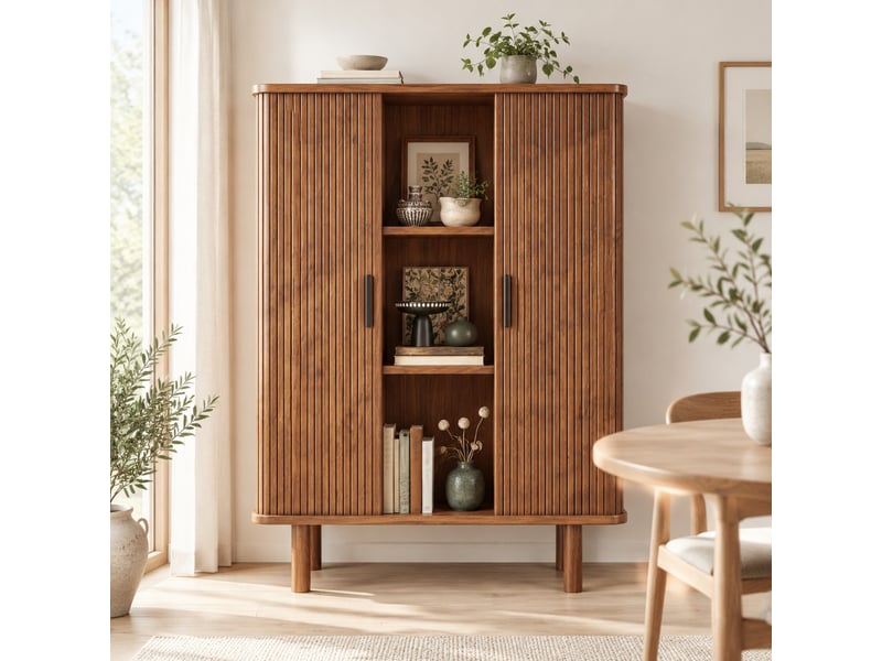  Buffet haut de rangement 2 portes coulissantes 110 x 40 x 160 cm homvra  - Conforama C