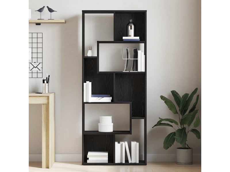  Bibliothèque, meuble de rangement salon en chêne noir 67 x 24 x 161 cm bois d'ingénierie  - Conforama C