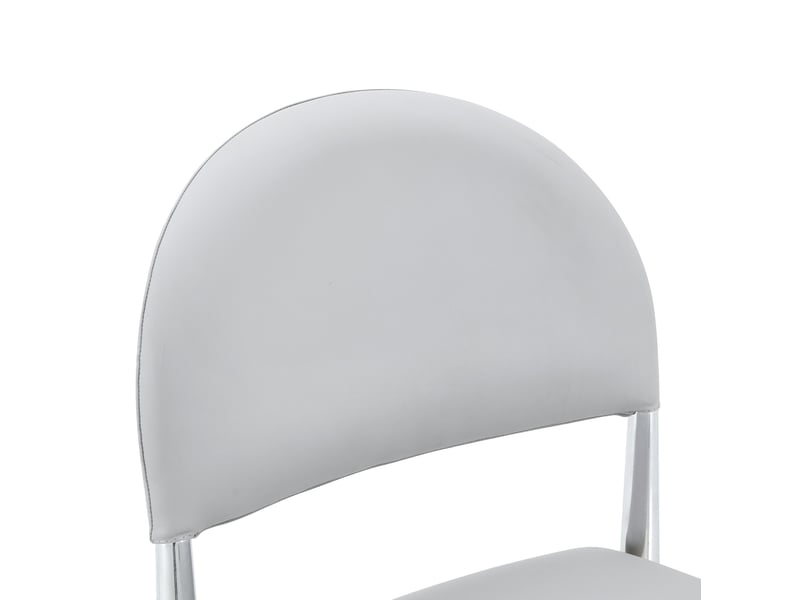  Lot de 2 chaises modernes avec dossier semi-circulaire, revêtement en polyuréthane gris clair, pieds en métal  - Conforama E