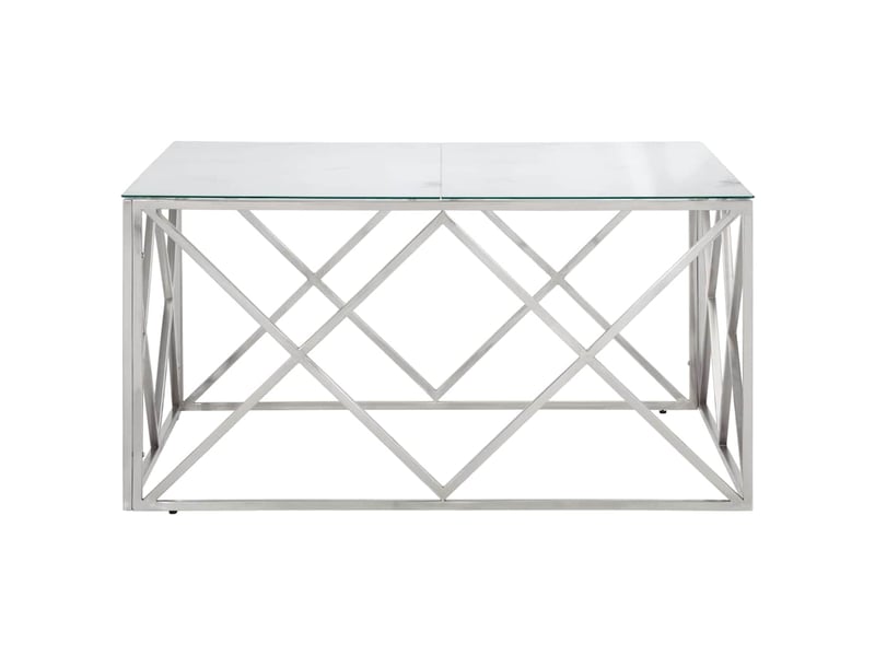  Table basse - table de salon - table à thé argenté acier inoxydable et verre trempé  - Conforama D