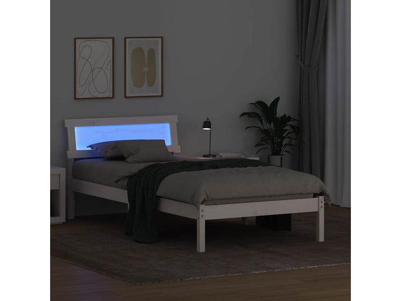 Lit simple- lit adulte - cadre de lit avec tête de lit blanc 80 x 200 cm pin massif - Conforama C