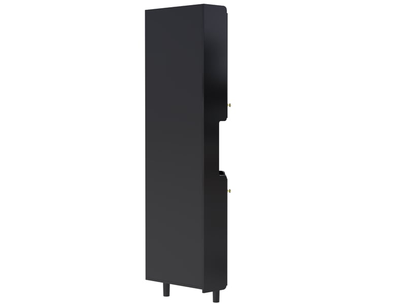  Meuble d'angle led avec 2 portes vitrées et niche ouverte, éclairage par application, noir, 63,5 × 157,5 cm  - Conforama E