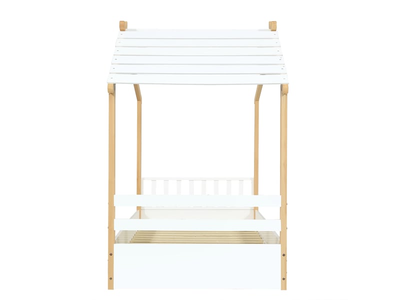  Lit enfant 90x190 cm en bois avec sommier blanc et naturel chicfurn  - Conforama E