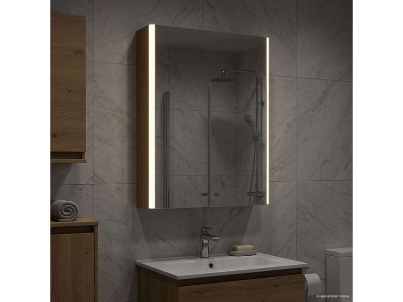  Armoire miroir salle de bain, meuble de rangement chêne artisan shl9826  - Conforama D