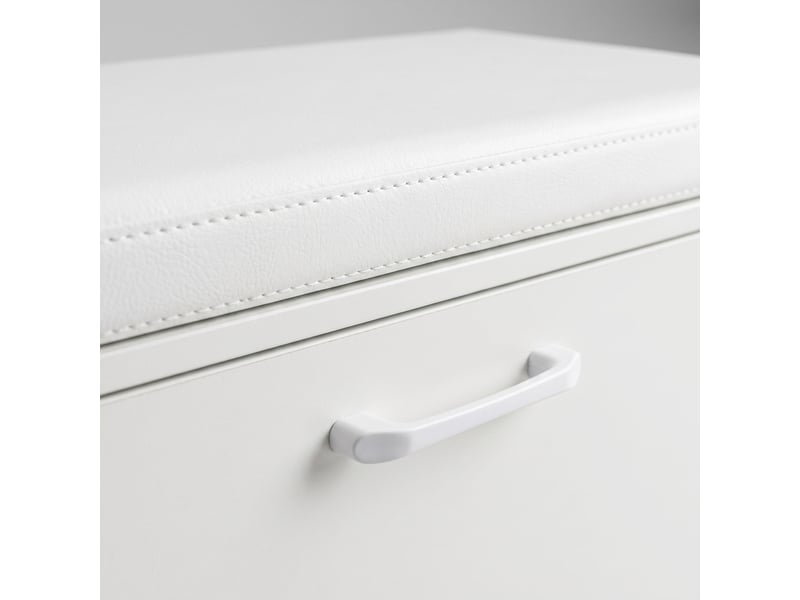  Kaizen - banc d'entrée avec étagère à chaussures 63x47x30 cm, étagère à chaussures pour 9 paires avec coussin en bois blanc  - Conforama D