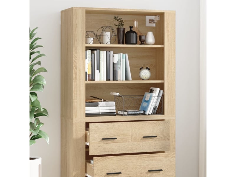  Buffet haut - bahut - meuble de rangement chêne sonoma bois d'ingénierie  - Conforama D