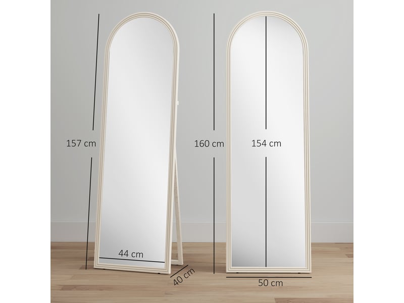  Miroir plein pied cadre cintré effet pierre blanc 50 x 160 cm  - Conforama C