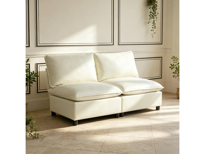 Canapé 2 places, canapé de salon, assise spacieuse, sans accoudoirs, coussins épais, design moderne, pour salon, 146 cm - Conforama W