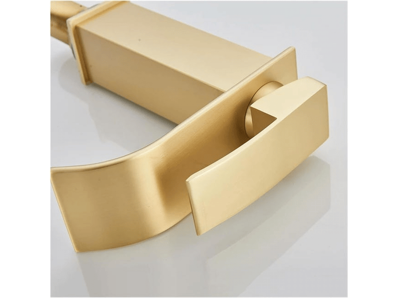  Robinet de lavabo doré effet cascade, mitigeur eau chaudeeau froide pour montage sur pont, robinet monocommande  - Conforama B