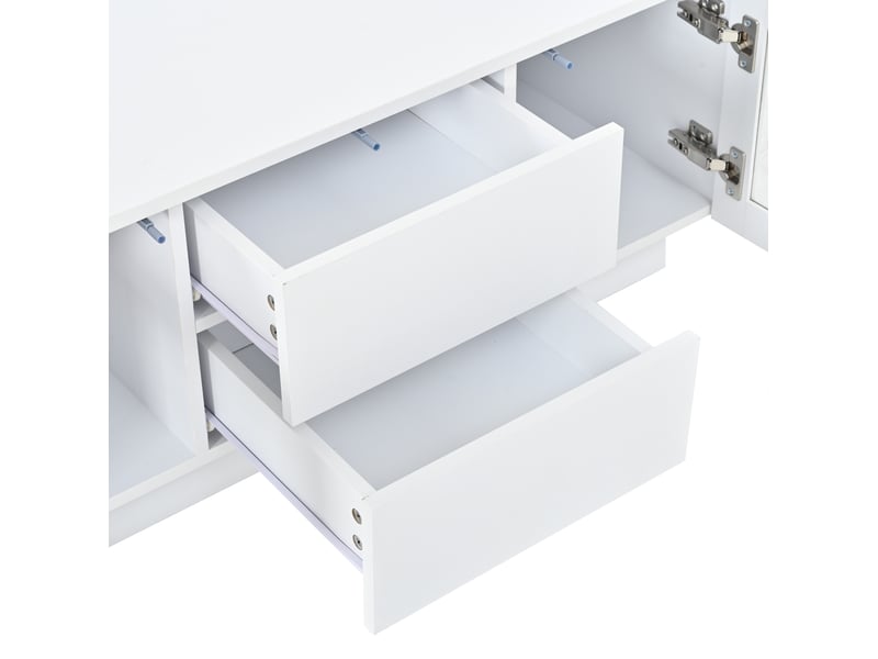  Table basse 100x50x40 cm en mdf avec 2 tiroirs, 2 placards et led blanche chicfurn  - Conforama E