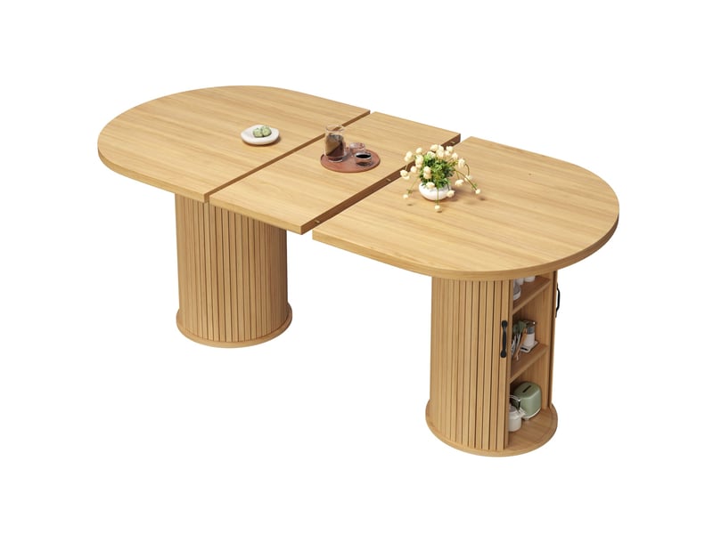 Table à manger extensible naturel, rangement, confort, solide, robuste - mdf et métal - 150x80x75cm - cuisine et salle à manger - Conforama A