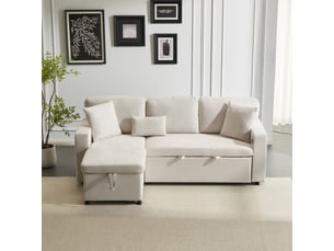 Canapé d’angle convertible 3 places 214x131x87 cm flanelle beige