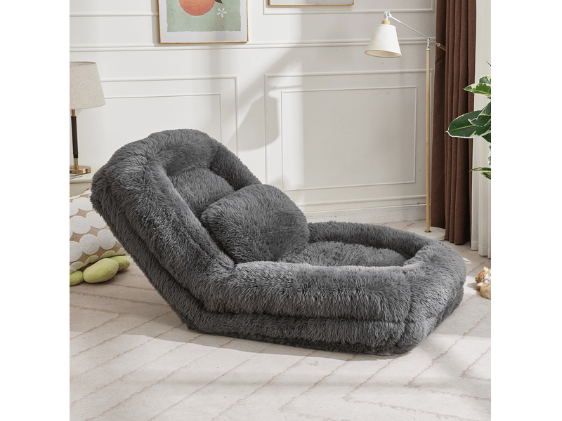  Fauteuil de sol modenvie inclinable 5 positions gris foncé 175 x 89 x 42 cm  - Conforama E