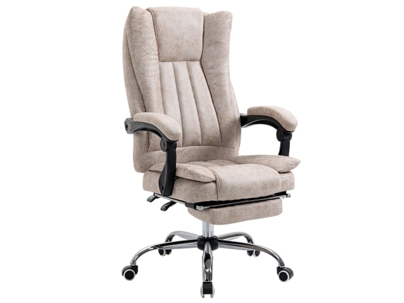 Chaise de bureau inclinable avec repose-pieds, microfibre, réglable en hauteur, 63x71x110-118 cm - Conforama A