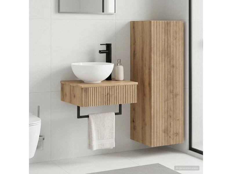  Ensemble de mobilier de salle de bain 2 pcs chêne artisanal shl120  - Conforama B