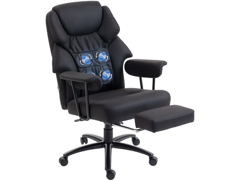 Fauteuil de bureau riven massant 3d repose pieds dossier haut noir - Conforama A