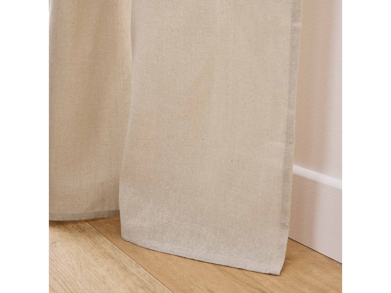  Rideau à anneaux avec pompons cyrine 140x240cm naturel  - Conforama C