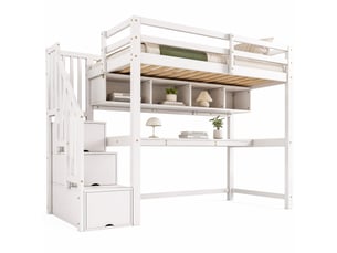 Lit mezzanine 90x200 cm <strong></strong>  <strong></strong> coloris blanc