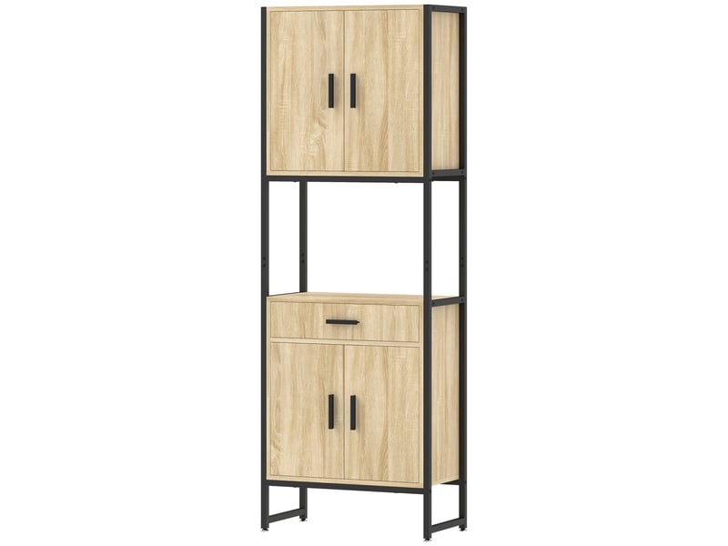  Buffet haut armoire cuisine style industriel 4 portes 3 étagères tiroir  - Conforama A