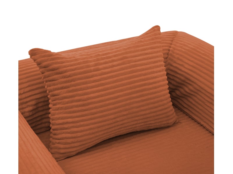  Fauteuil-lit convertible 2 en 1 en velours côtelé orange  - Conforama D