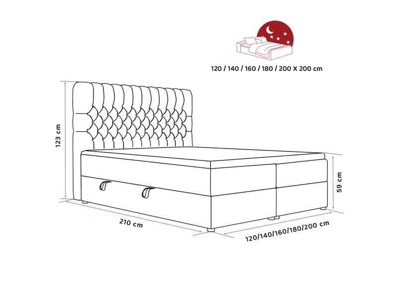 Lit adulte alba - 160x200 cm - matelas ressorts + surmatelas - coffre de rangement - velours dense hydrofuge bleu marine ALBA - Conforama E
