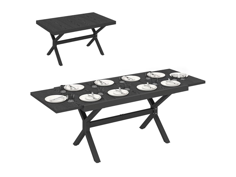 Table de jardin extensible aluminium, acier gris foncé 214x85x73cm - Conforama B