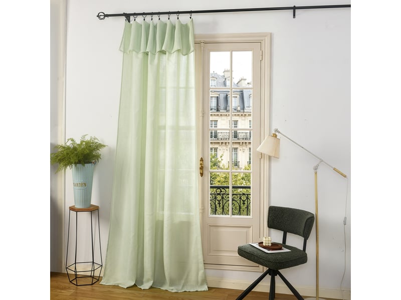  Rideau ajustable 140 x 270 cm + 8 anneaux pinces effet lin evasion menthe CP-EVASION-MENTHE - Conforama A