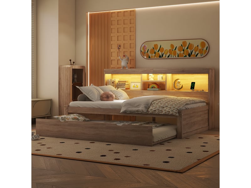  Lit convertible en panneaux de particules naturel 90x200 cm  - Conforama E