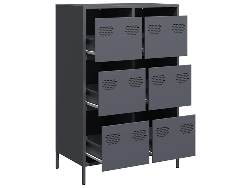  Buffet haut - bahut - meuble de rangement anthracite 68x39x101,5 cm acier  - Conforama D