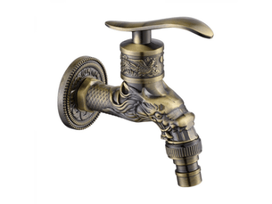 Robinet de machine à laver de piscine à vadrouille froide simple antique, robinet de balcon extérieur à 4 points, robinet rétro en bronze 10*10.8cm
