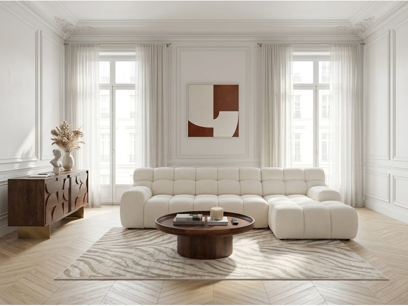  Bobochic canapé d'angle convertible avance-recule électrique andre tissu texturé jaune  angle gauche ANDRE - Conforama B