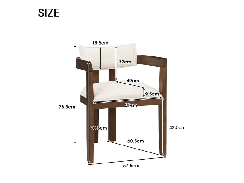  Lot de 2 chaises de salle à manger 57,5x60,5x78,5 cm avec accoudoirs bois noyer  - Conforama E