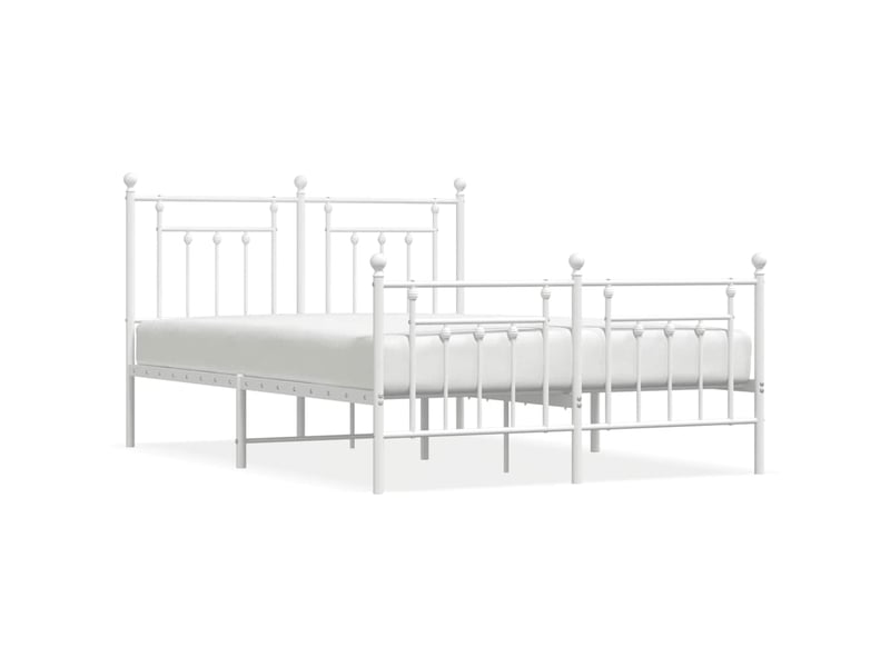 Lit double- lit adulte - cadre de lit métal sans matelas et pied de lit blanc 140x200 cm - Conforama A